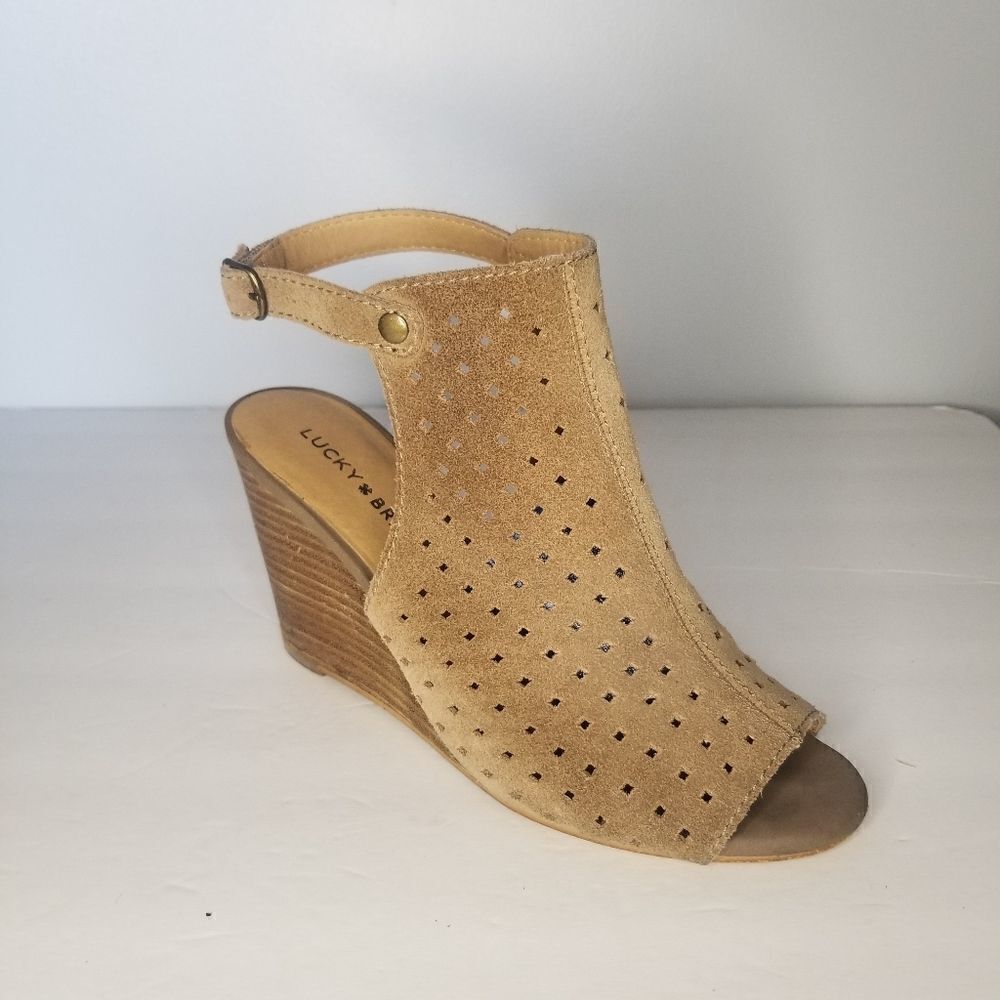 Lucky Brand open toe sling back wedge heel Women's size 8
